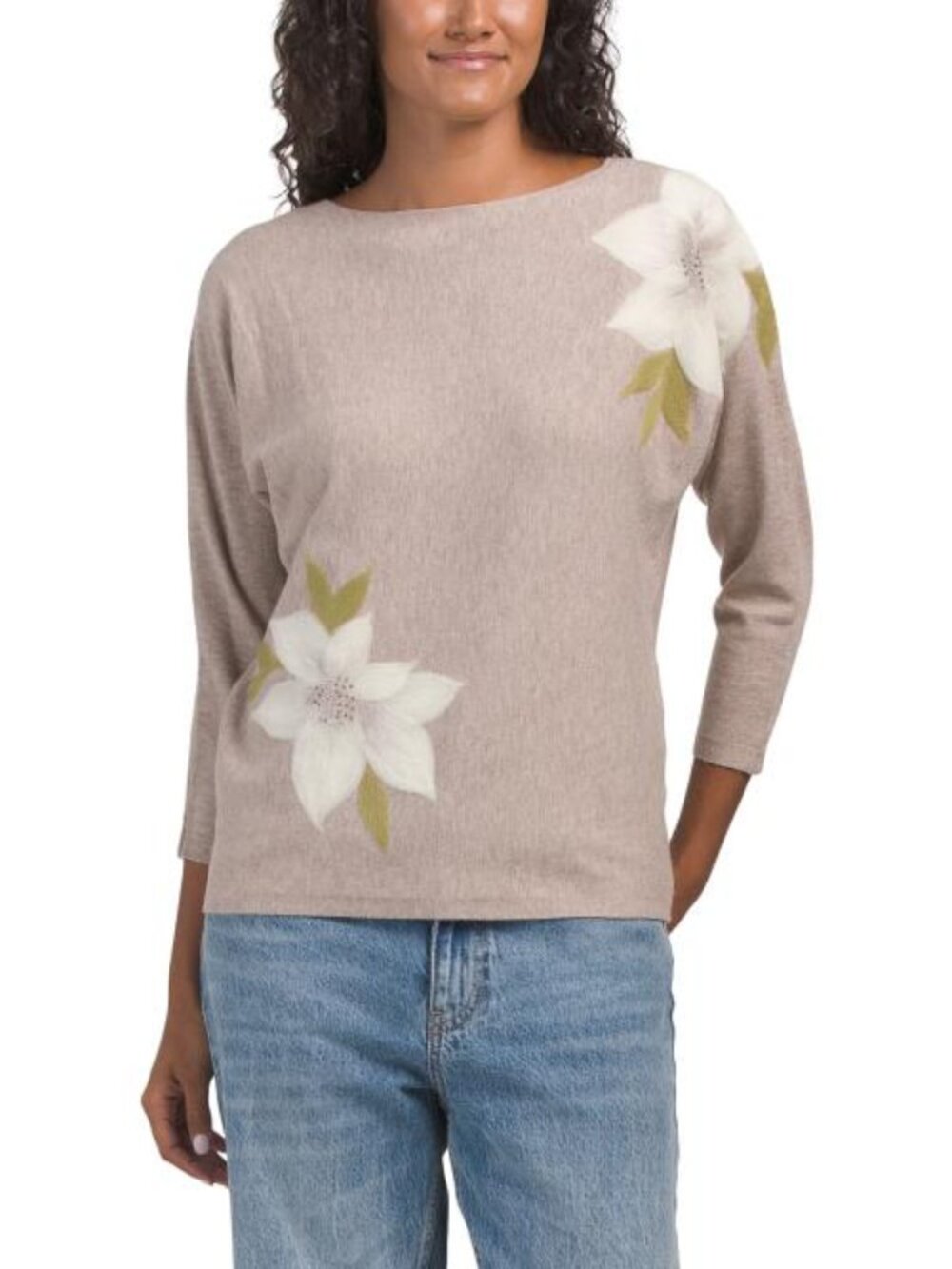AAEDA Flower Embroidery Dolman Three-quarter Sleeve